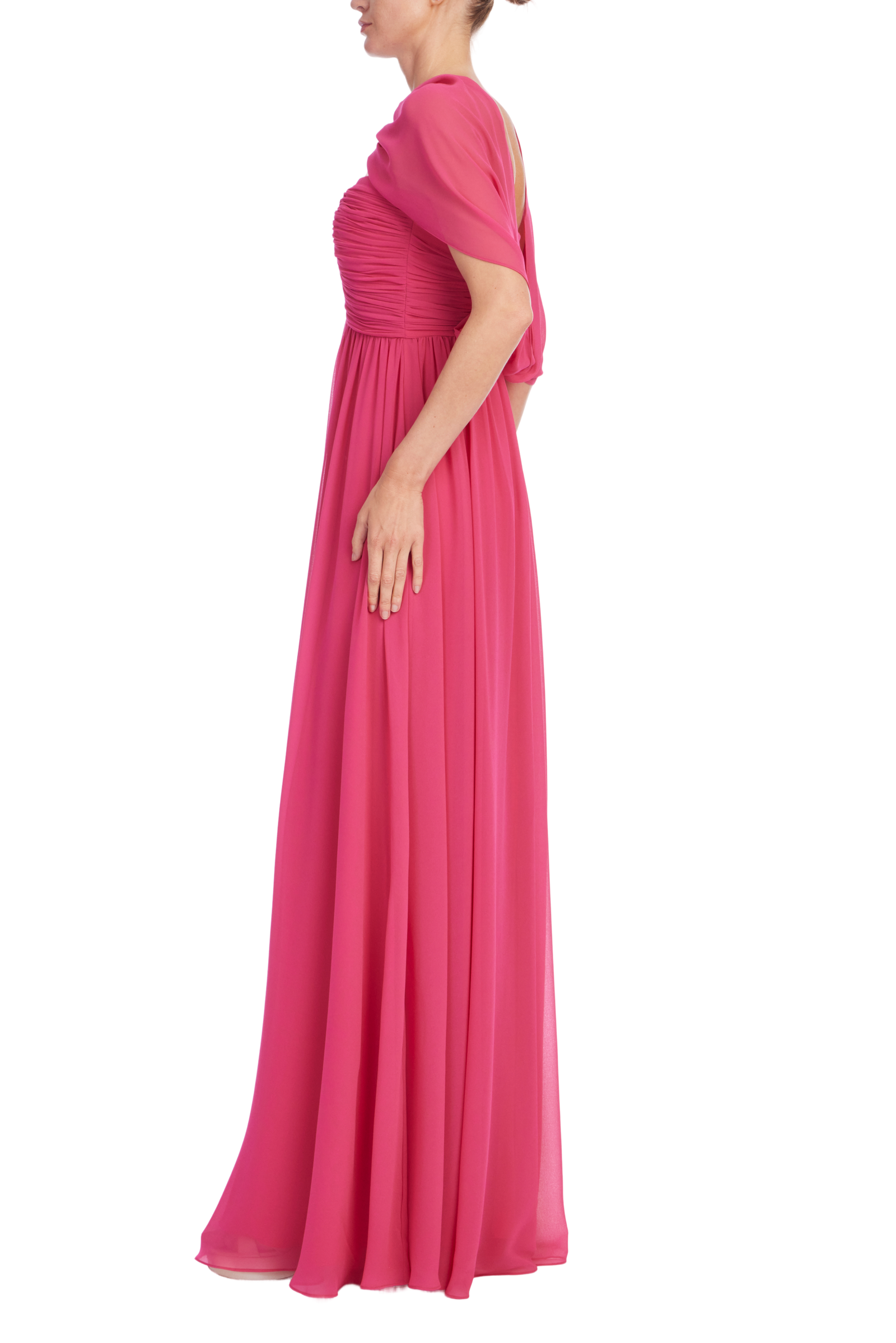 Robe bustier Badgley Mischka avec foulard Magenta