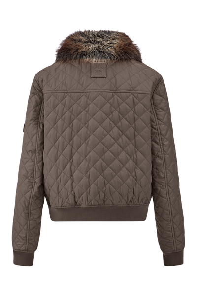 Riani Quilted Jacket With Faux Fur Collar - Ash