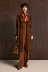 Riani Leather Coat - Dark Pecan