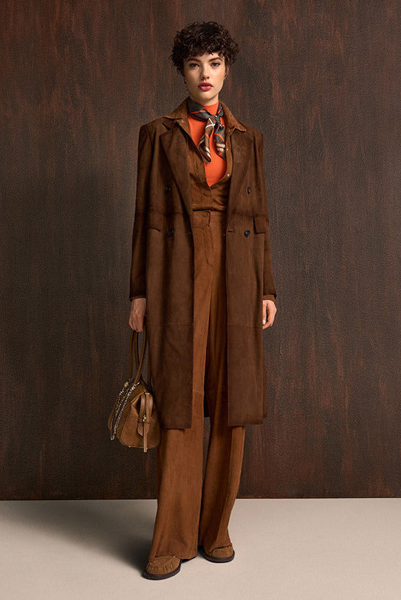 Riani Leather Coat - Dark Pecan
