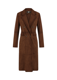 Riani Leather Coat - Dark Pecan