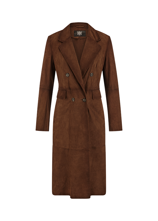 Riani Leather Coat - Dark Pecan