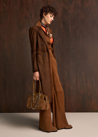 Riani Leather Coat - Dark Pecan