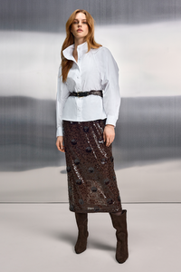 Riani Maxi Skirt With Sequin Flowers Ebony