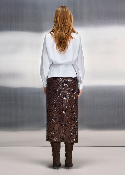Riani Maxi Skirt With Sequin Flowers Ebony