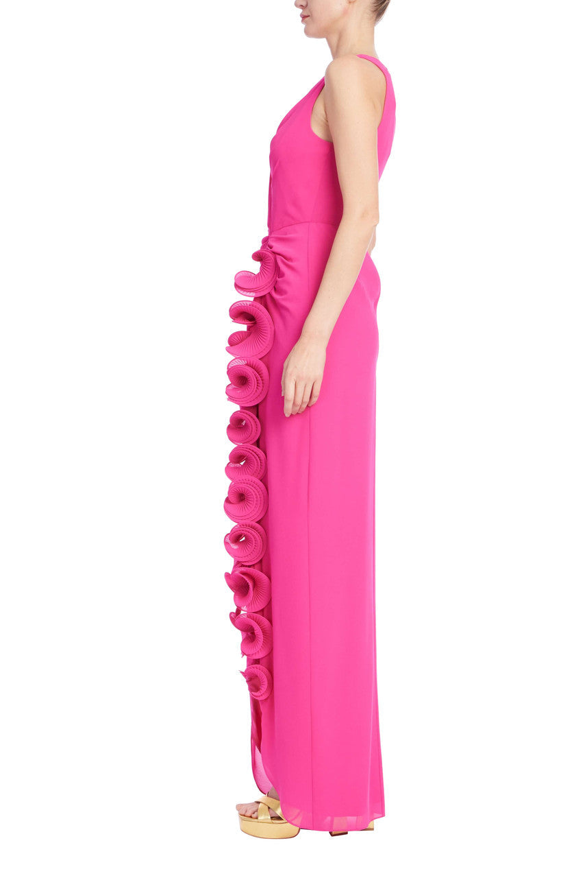 Jupe à volants Badgley Mischka à col halter Magenta