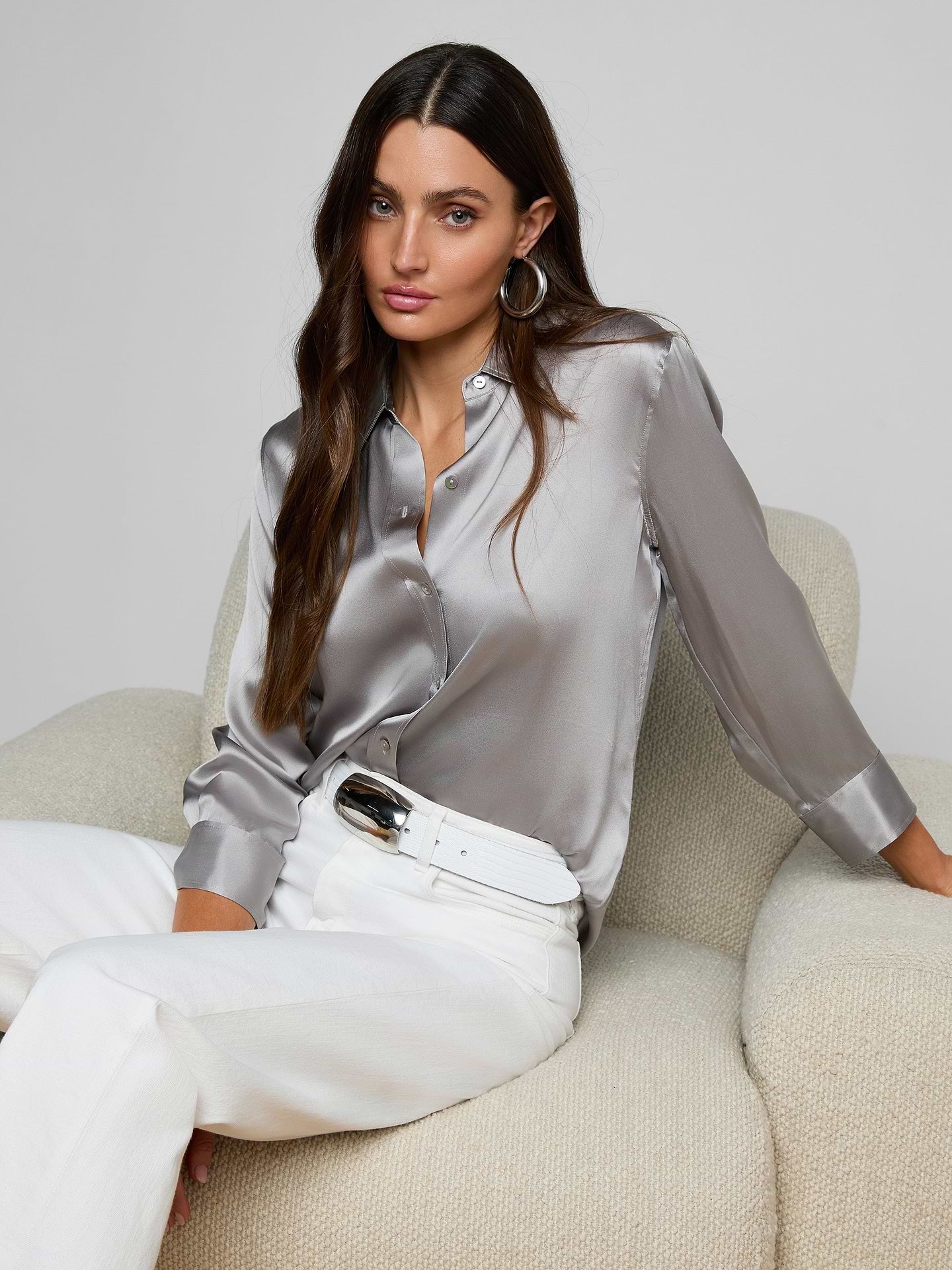 Blouse manches 3/4 L'Agence Dani Light Pewter