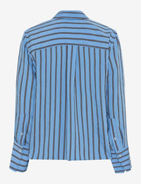 Brax Vica Striped Shirt - Light Blue/Burgundy