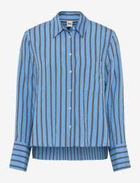 Brax Vica Striped Shirt - Light Blue/Burgundy