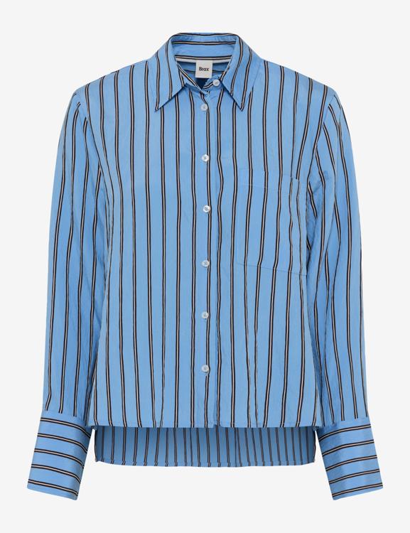 Brax Vica Striped Shirt - Light Blue/Burgundy