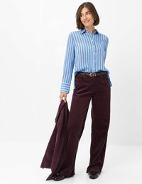 Brax Vica Striped Shirt - Light Blue/Burgundy