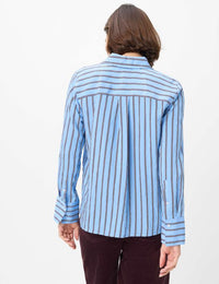 Brax Vica Striped Shirt - Light Blue/Burgundy