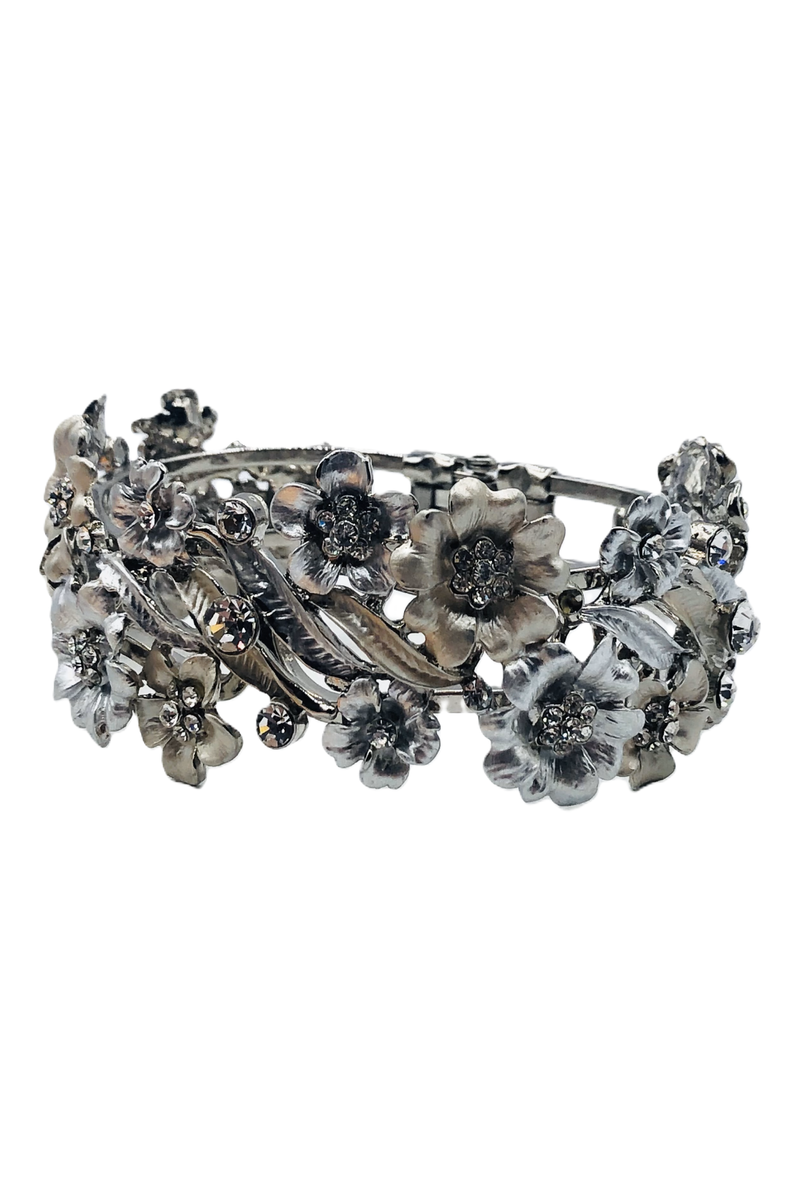 Elen Henderson Silver Crystal Floral Bangle