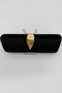 Pochette feuille en velours noir
