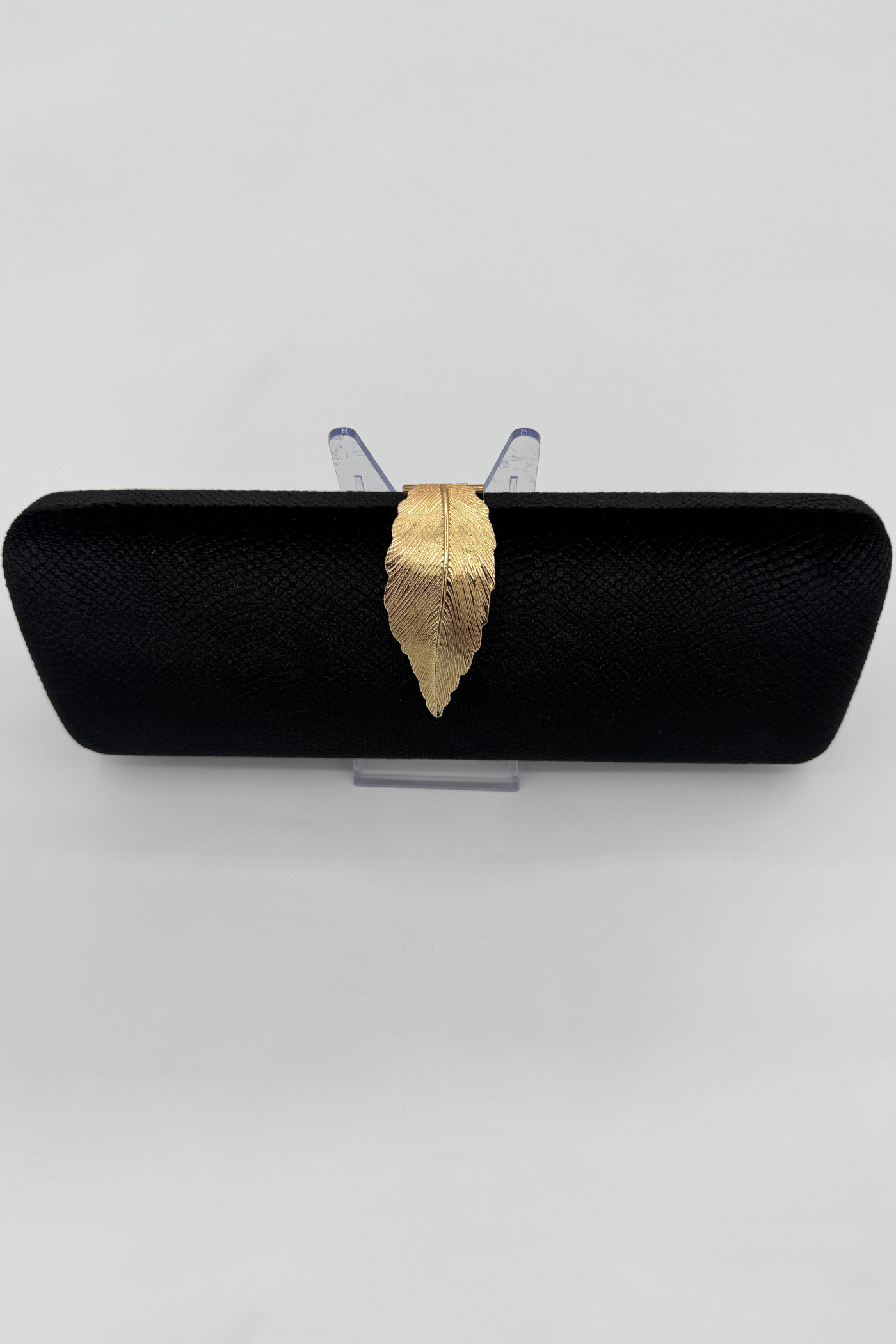 Pochette feuille en velours noir