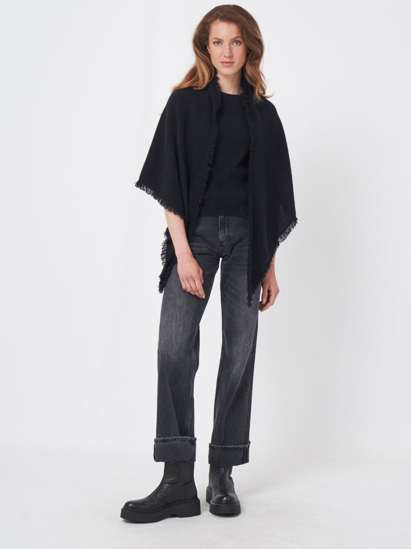 Repeat Triangular Cashmere Scarf With Fringes