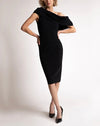 Greta Constantine Bon Chance Draped Neckline Fitted Dredd W/ Slit