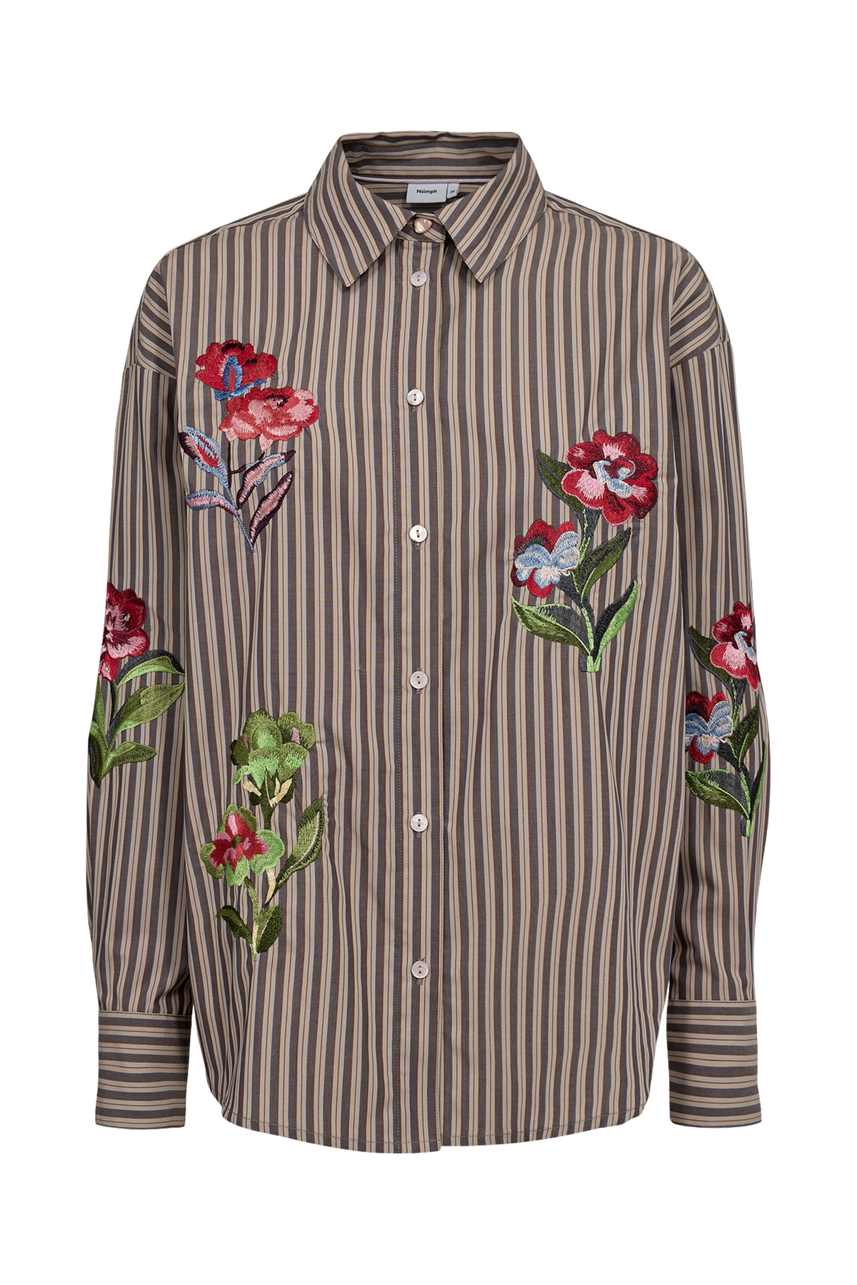 Numph Nukacey Embroidery Shirt - Deep Taupe
