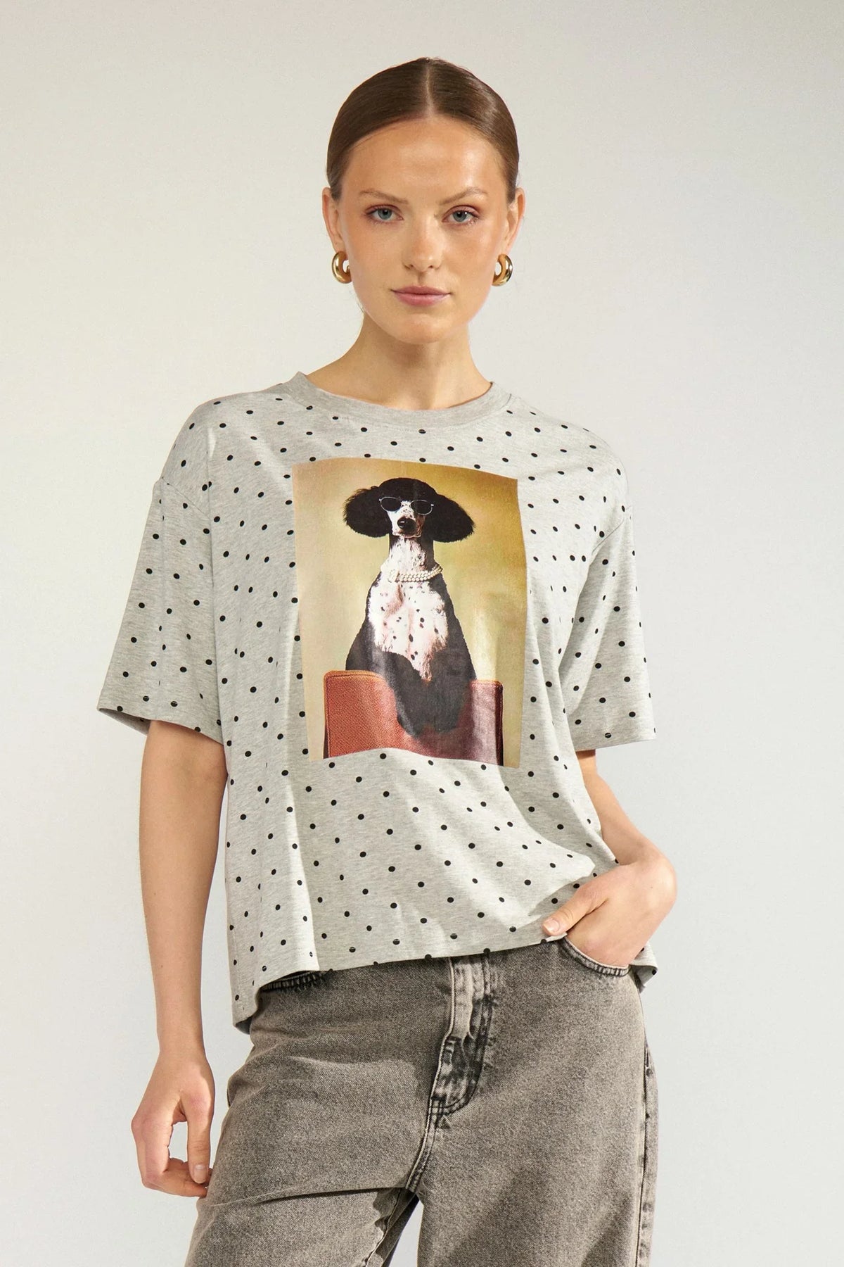Numph Nurossa Oversize T-Shirt - Light Grey Mel
