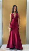 Jessica Angel Spaghetti Straps Low Back With Ruching Form Fitting Gown