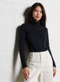 Majestic Soft Touch Fitted Long Sleeve Turtleneck Top