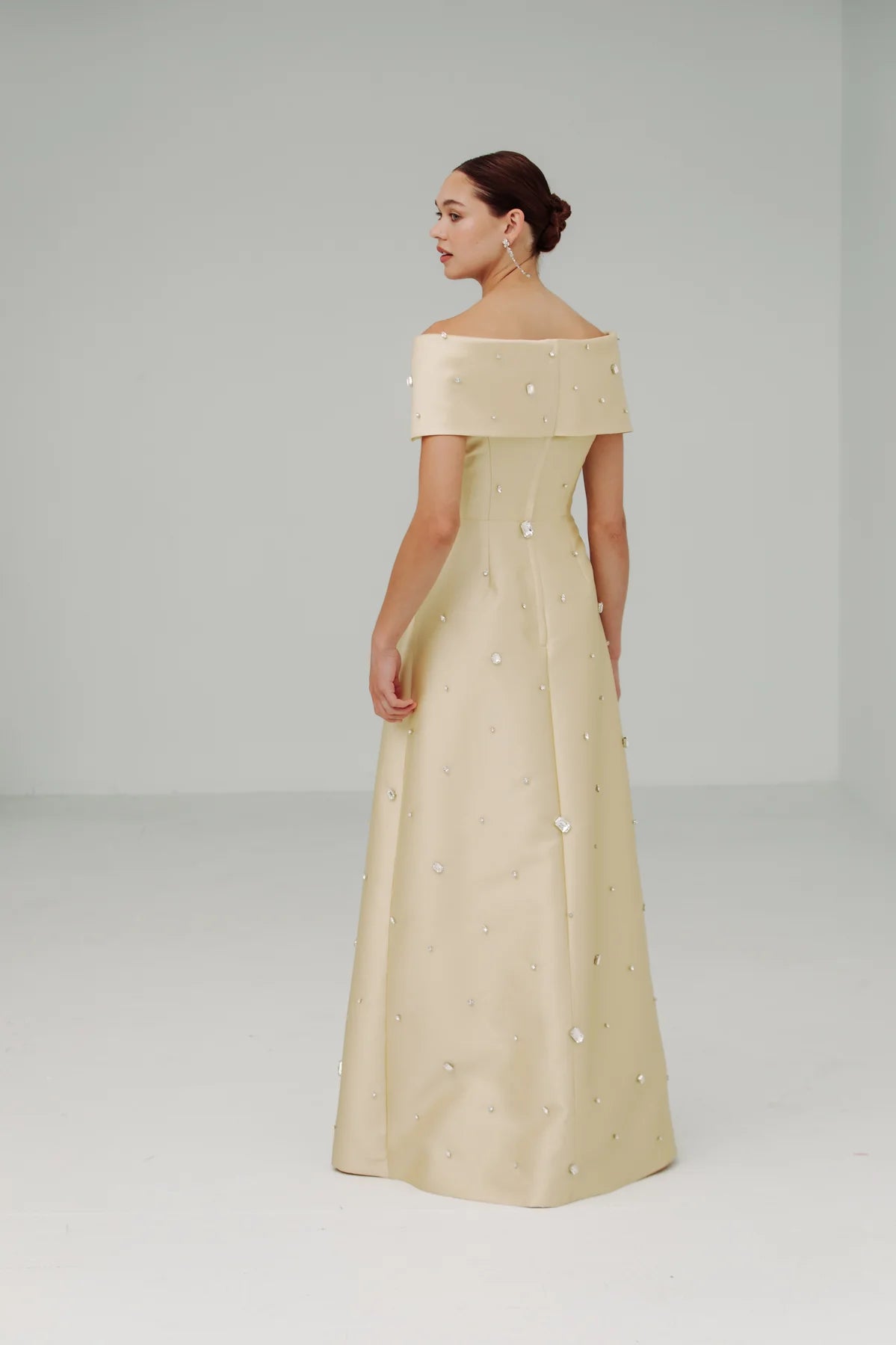 Catherine Regehr Roll Collar Gown with Scattered Gems