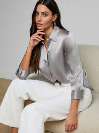 Blouse manches 3/4 L'Agence Dani Light Pewter