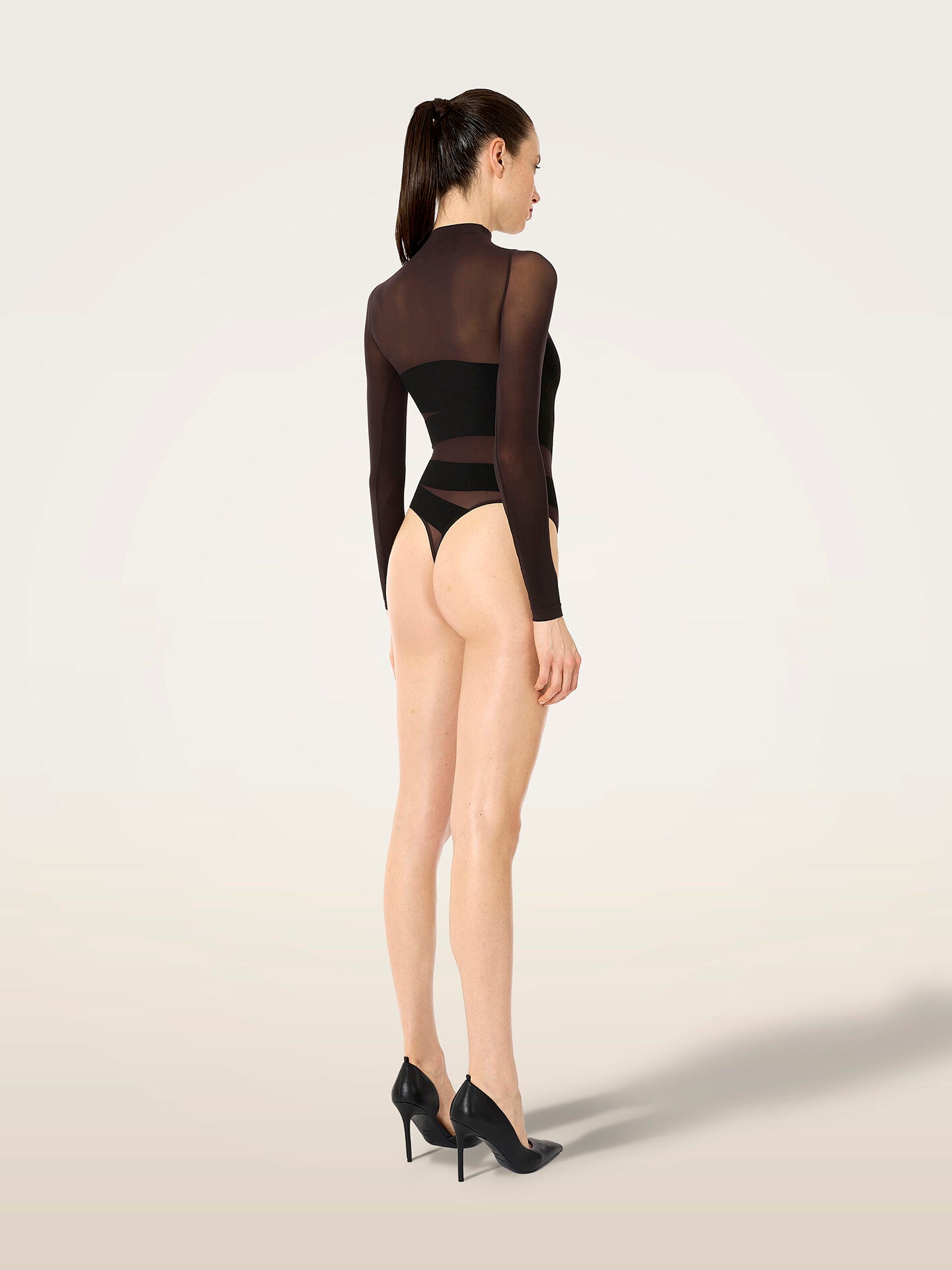Wolford 012-77129.8372 Wolford Infinite Wrap body à tanga Darkwood/Black
