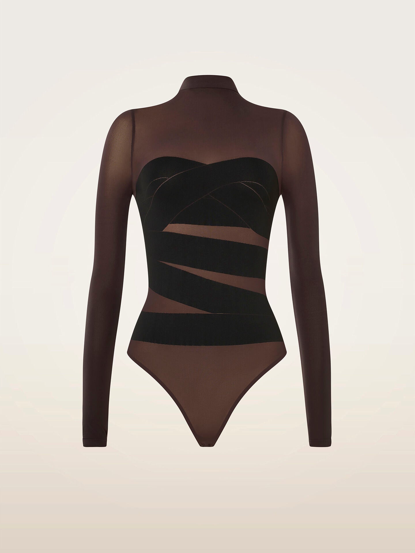 Wolford 012-77129.8372 Wolford Infinite Wrap body à tanga Darkwood/Black