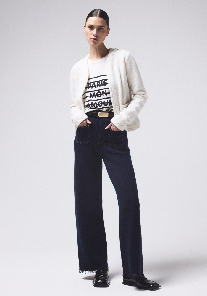 NOTSHY 4703102 HAZEL STRIPE SWEATER W/ "PARIS" TEXT