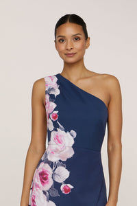 La Petite Robe de Chloe One Shoulder Gown Deep Navy