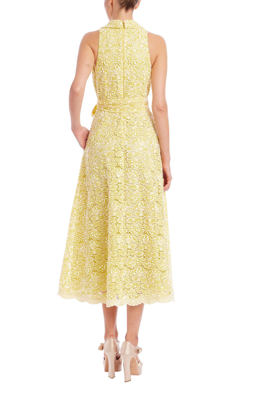 Robe Badgley Mischka BSD9087 en dentelle œillet Jaune