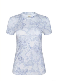 T-shirt à Manches Courtes avec Dentelle et Imprimé L'Agence Ressi Ivoire Pale Mist