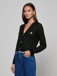 L'Agence Blanca Sequin Crop Cardigan