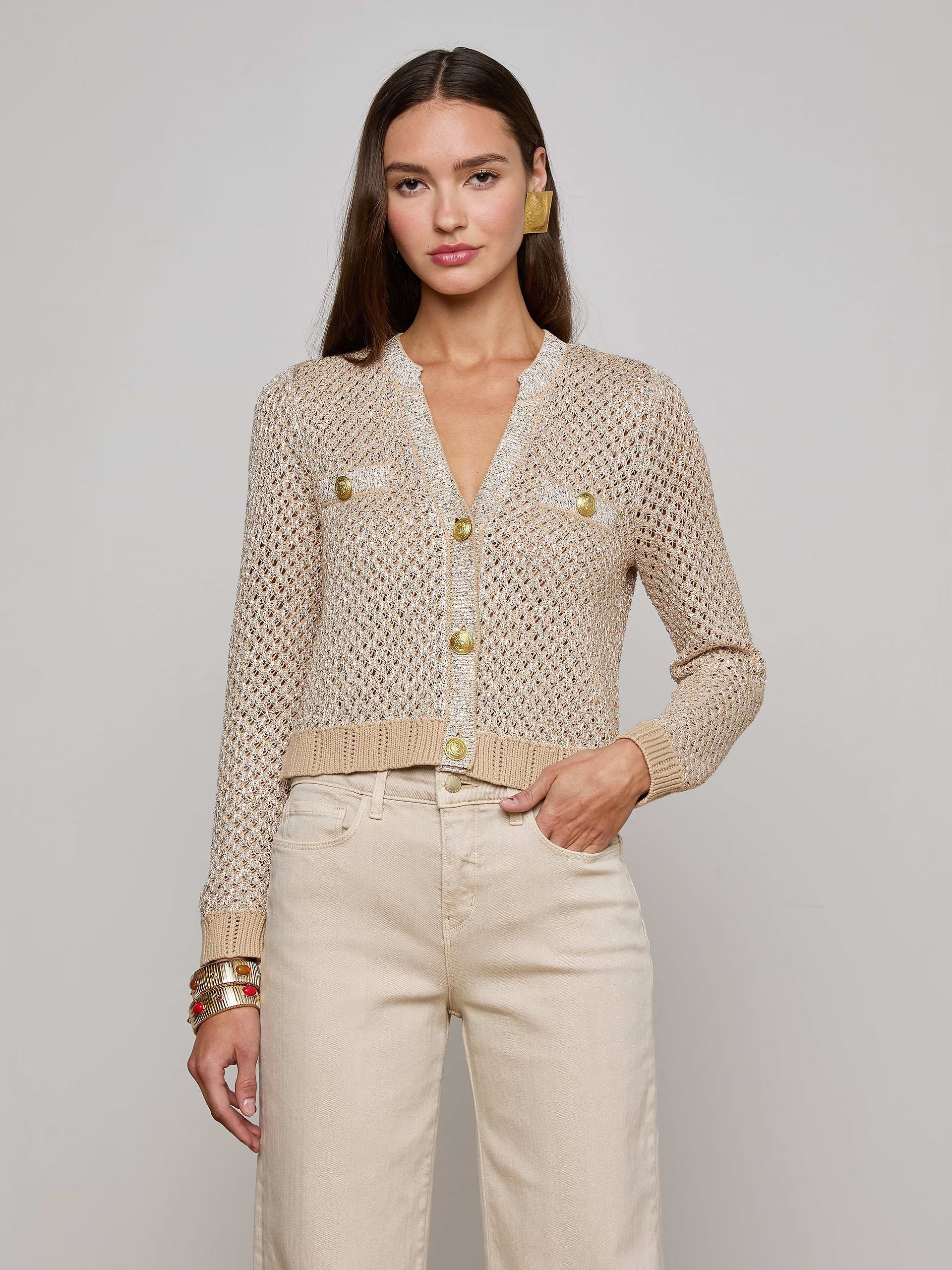 Cardigan à Paillettes L'Agence Blanca Minuit/Argenté