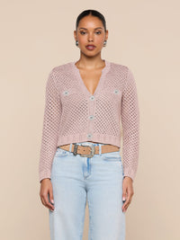 L'Agence Blanca Sequin Cardigan Adobe Rose