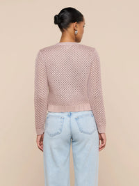 L'Agence Blanca Sequin Cardigan Adobe Rose