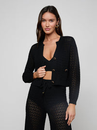 Cardigan en maille pointelle Orla L'Agence Noir/Or
