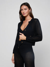 Cardigan en maille pointelle Orla L'Agence Noir/Or