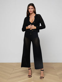 Cardigan en maille pointelle Orla L'Agence Noir/Or