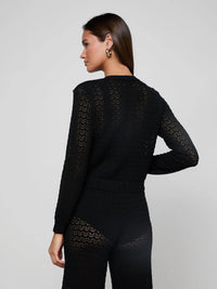 Cardigan en maille pointelle Orla L'Agence Noir/Or