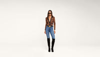 L'Agence Osiris Jacquard Collared Cardigan Tan Multi Javan Leopard