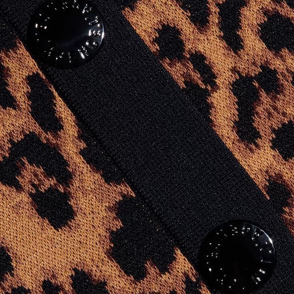 L'Agence Osiris Jacquard Collared Cardigan Tan Multi Javan Leopard