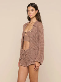 L'Agence Mariana Pointelle Knit Shirt Hazelnut