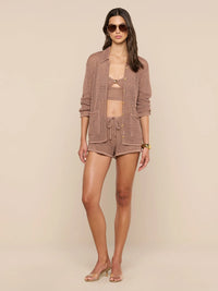L'Agence Mariana Pointelle Knit Shirt Hazelnut