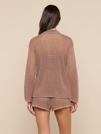 L'Agence Mariana Pointelle Knit Shirt Hazelnut