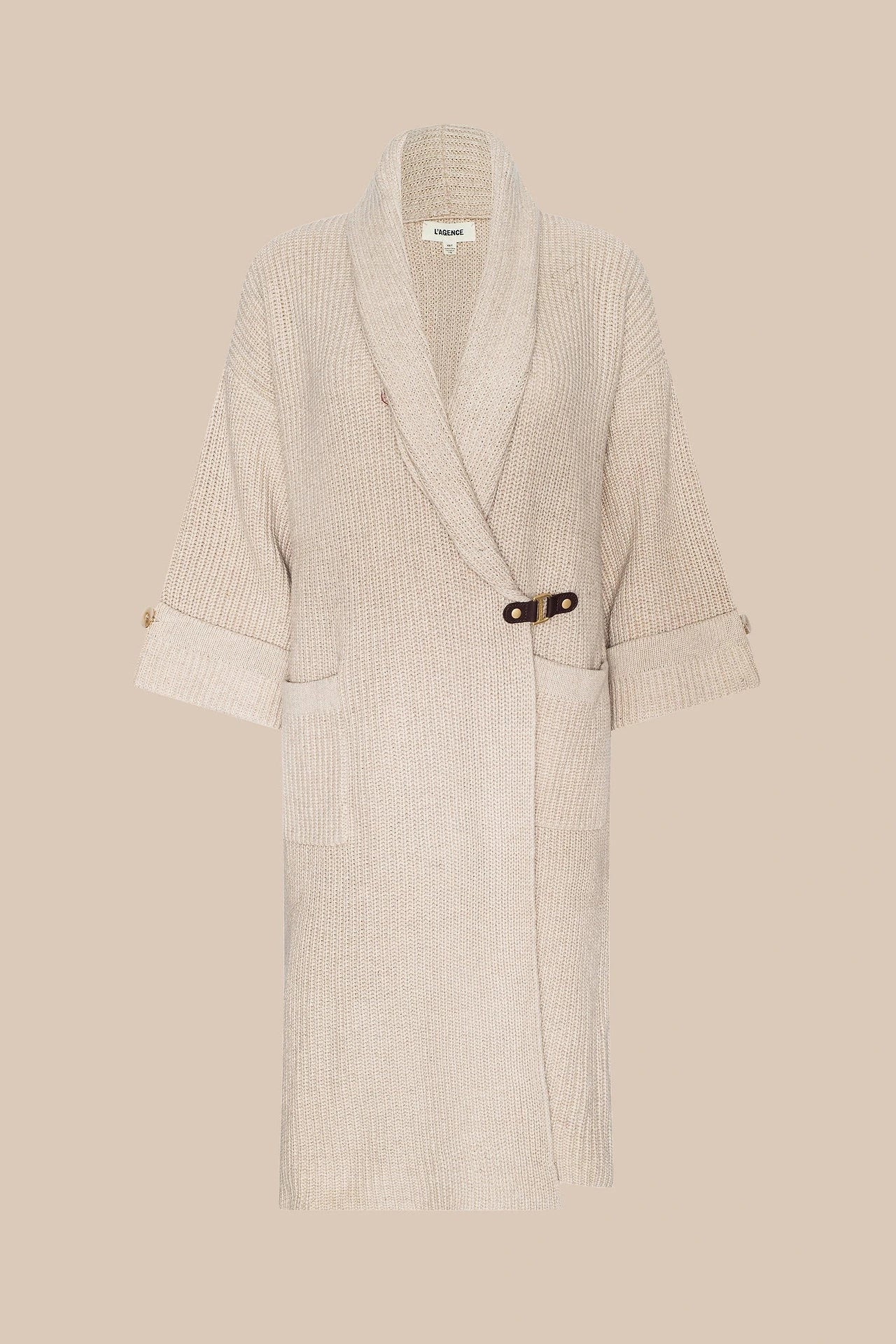 L'Agence Orielle Long Cardigan - Almond Milk