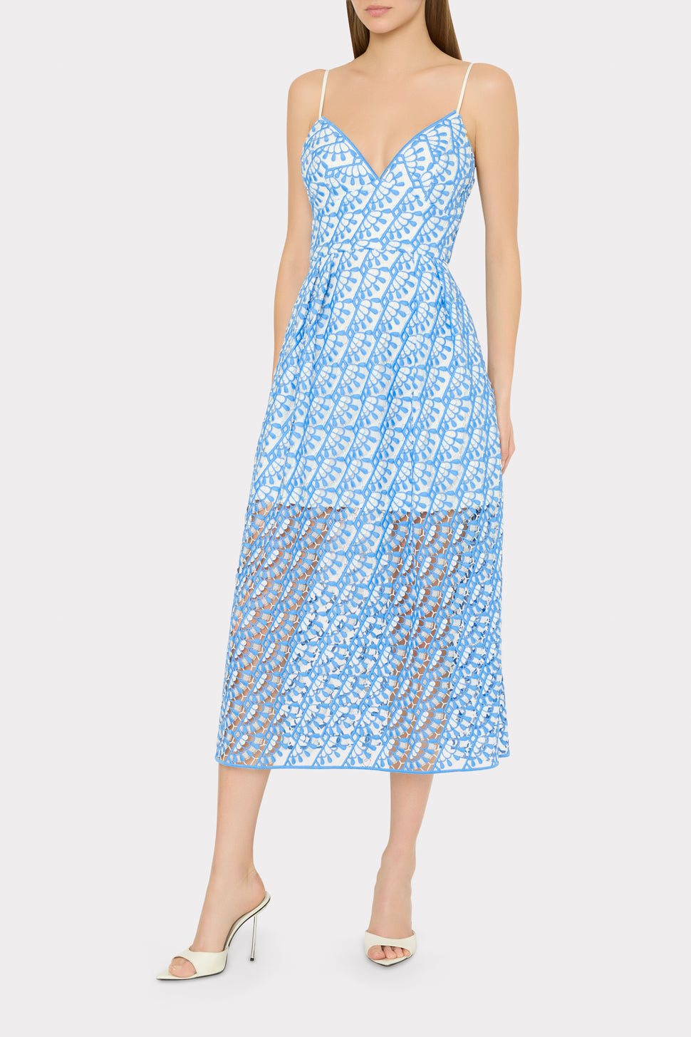 Milly Hazel Embroidered Midi Dress