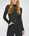 Frame Mesh Lace Crew neck Long Sleeve Top