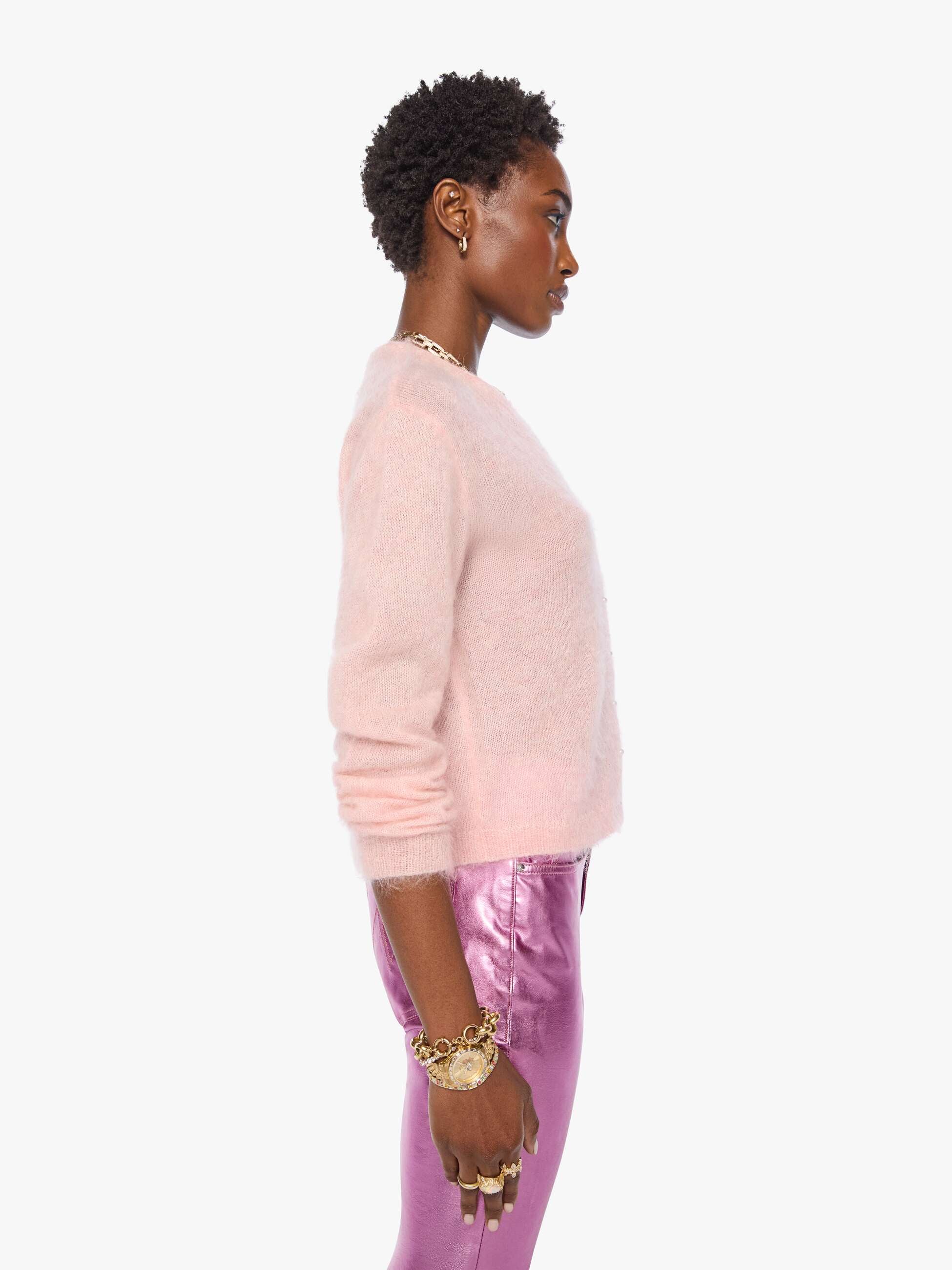 Mother The Cropped Cardigan Powder